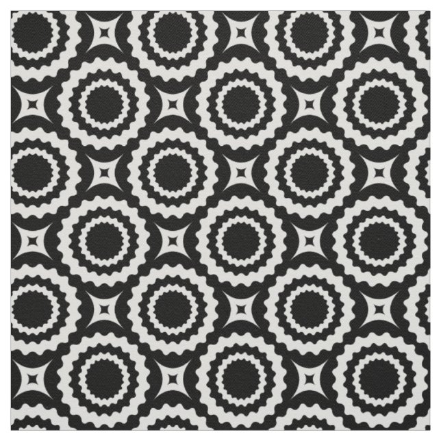 Cute black white zigzag circles pattern fabric (Swatch)