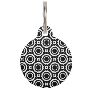 Cute black white zigzag circles pattern pet tag