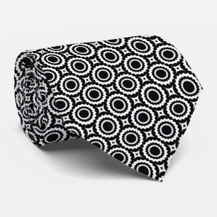 Cute black white zigzag circles pattern tie