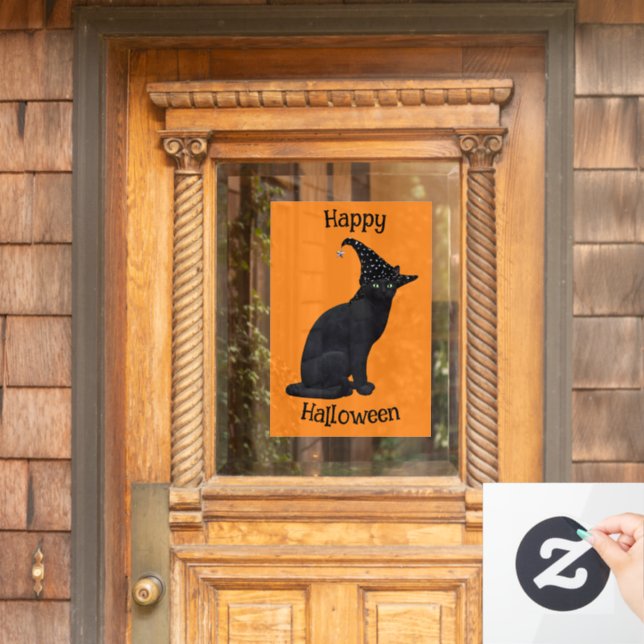 Cute Black Witch Cat (Home Door)