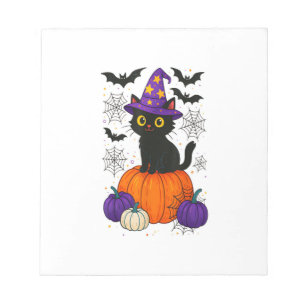 Cute Black Witch Cat Pumpkin Halloween Costume Fal Notepad