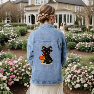 Cute Black Year of the Goat 2027 Denim Jacket