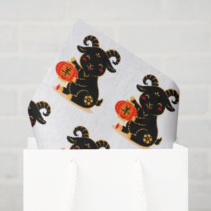 Cute Black Year of the Goat 2027 Tissue Paper