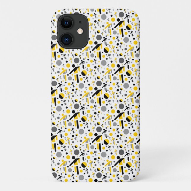 Cute black yellow football silhouette pattern Case-Mate iPhone case (Back)