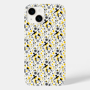 Cute black yellow football silhouette pattern Case-Mate iPhone 14 case