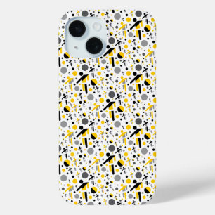 Cute black yellow football silhouette pattern iPhone 15 case