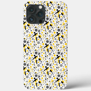 Cute black yellow football silhouette pattern iPhone 13 pro max case