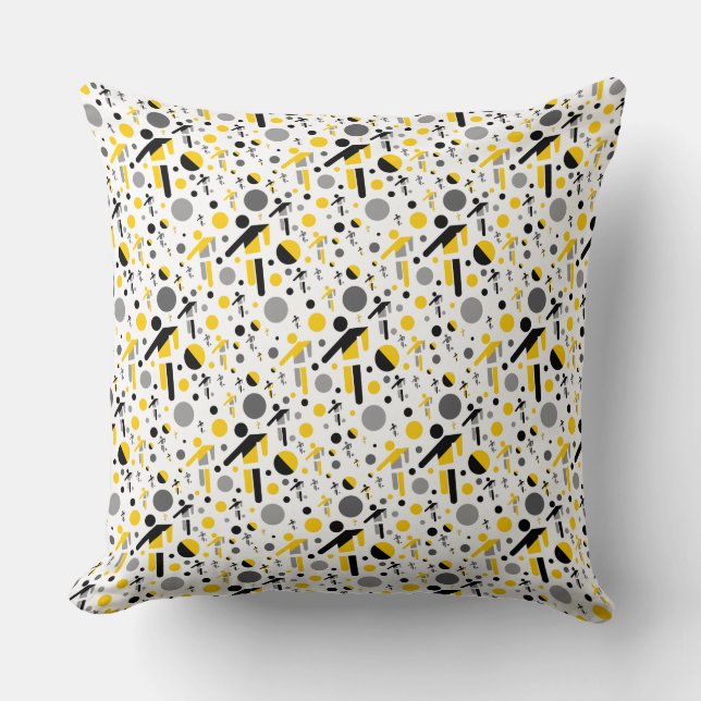 Cute black yellow football silhouette pattern cushion (Front)