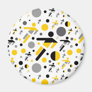 Cute black yellow football silhouette pattern magnet
