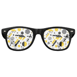 Cute black yellow football silhouette pattern retro sunglasses