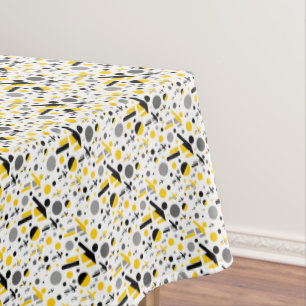 Cute black yellow football silhouette pattern tablecloth