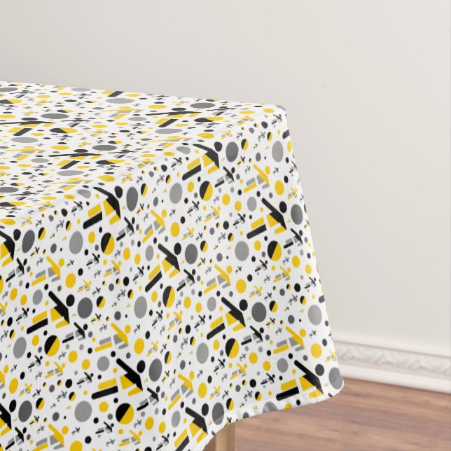 Cute black yellow football silhouette pattern tablecloth (In Situ)