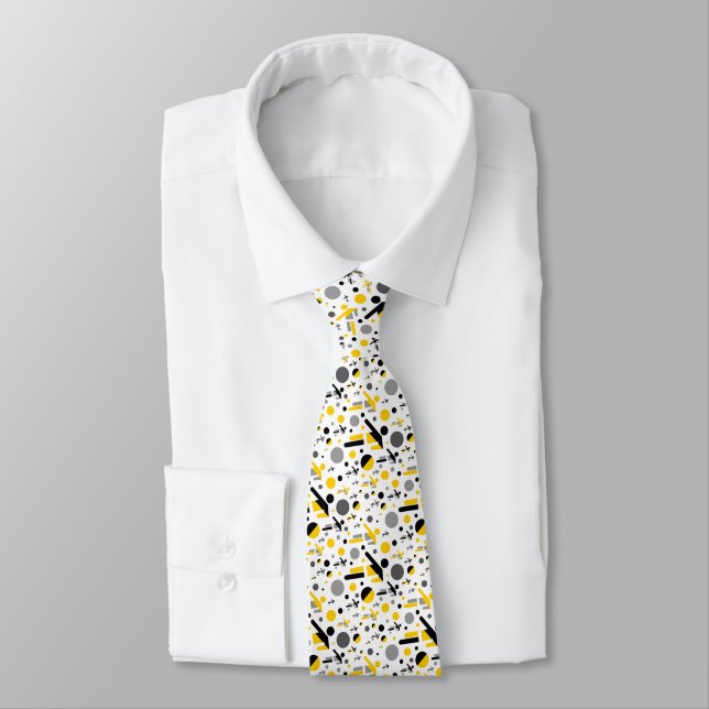 Cute black yellow football silhouette pattern tie (Tied)