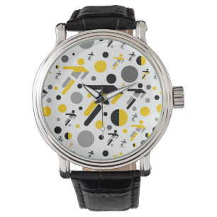 Cute black yellow football silhouette pattern watch