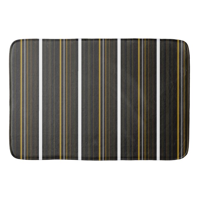 Cute black yellow stripes bath mat (Front)