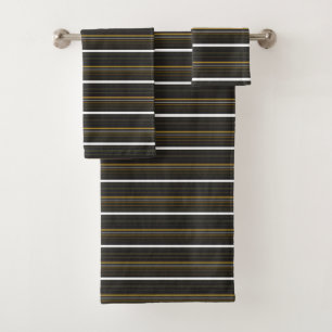 Cute black yellow stripes bath towel set