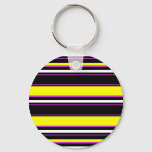 Cute black yellow stripes key ring