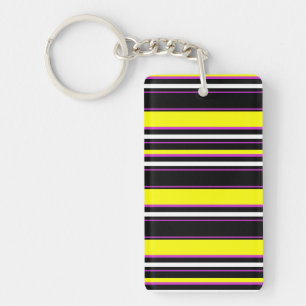 Cute black yellow stripes key ring
