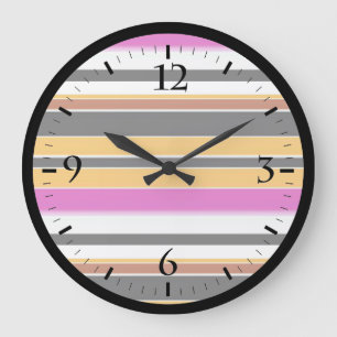 Cute black yellow stripes large clock