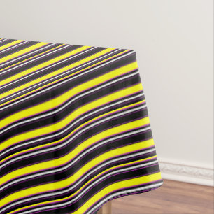 Cute black yellow stripes tablecloth