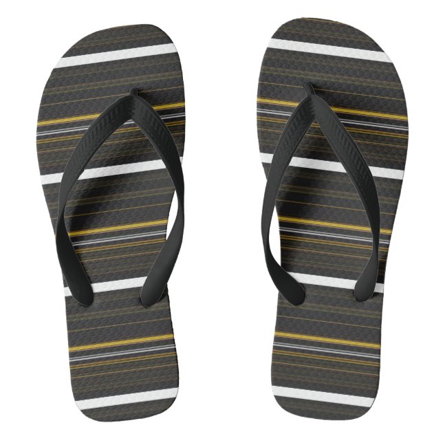 Cute black yellow stripes thongs (Footbed)