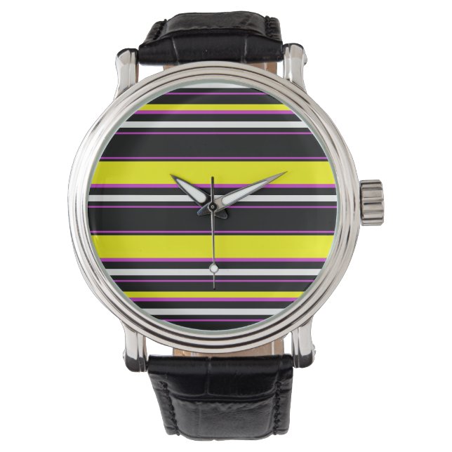Cute black yellow stripes watch (Front)