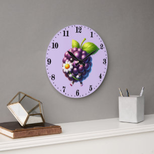 Cute blackberry lovers kitchen large clock