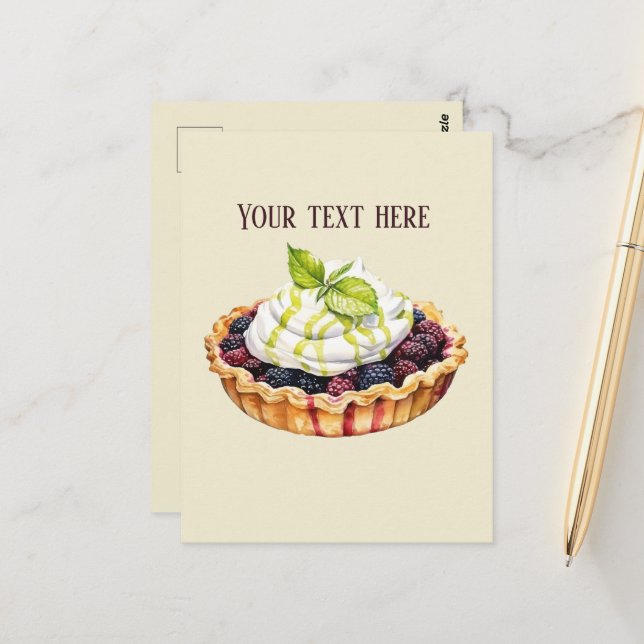 Cute blackberry pie add message postcard (Front/Back In Situ)