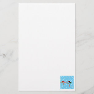 Cute Blackbird And Cardinal On Branch - MERRY XMAS Stationery