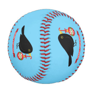 Cute Blackbird With A Christmas Ball