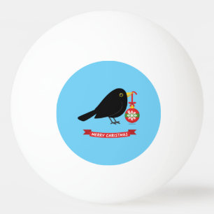 Cute Blackbird With A Christmas Ball