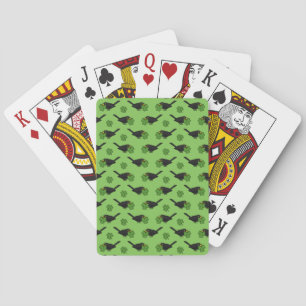 Cute Blackbird with Shamrock Clover Cartoon Playing Cards