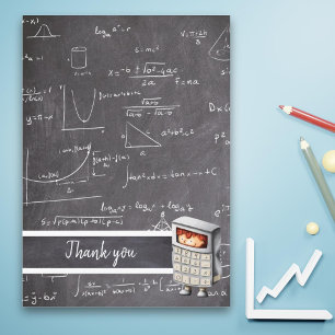 Cute Blackboard Math Equations Kids Thank You Card