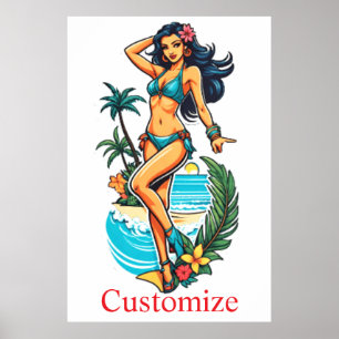 Cute Blackhaired Bikini Beach Girl Thunder_Cove Poster