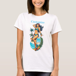 Cute Blackhaired Bikini Beach Girl Thunder_Cove T-Shirt