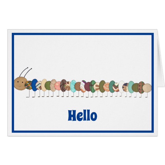Cute Blank Notecard-Caterpillar #1-Personalise It! (Front Horizontal)