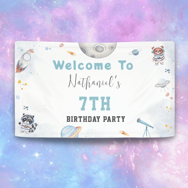 Cute blast off space themed birthday Banner  (Creator Uploaded)