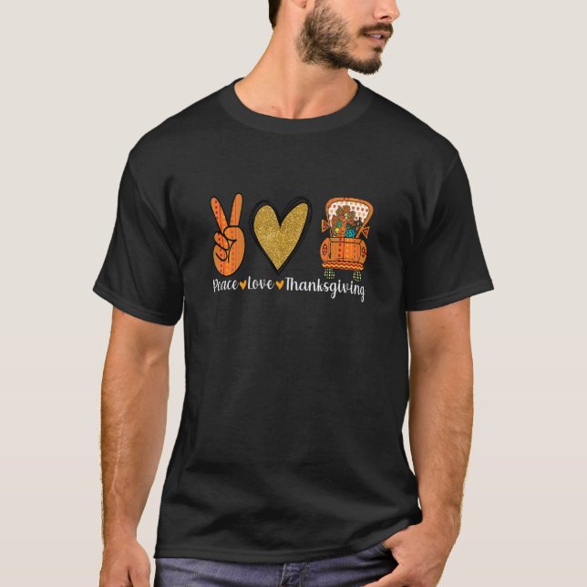 Cute Blessed Thanksgiving Costume Peace Love Thank T-Shirt (Front)