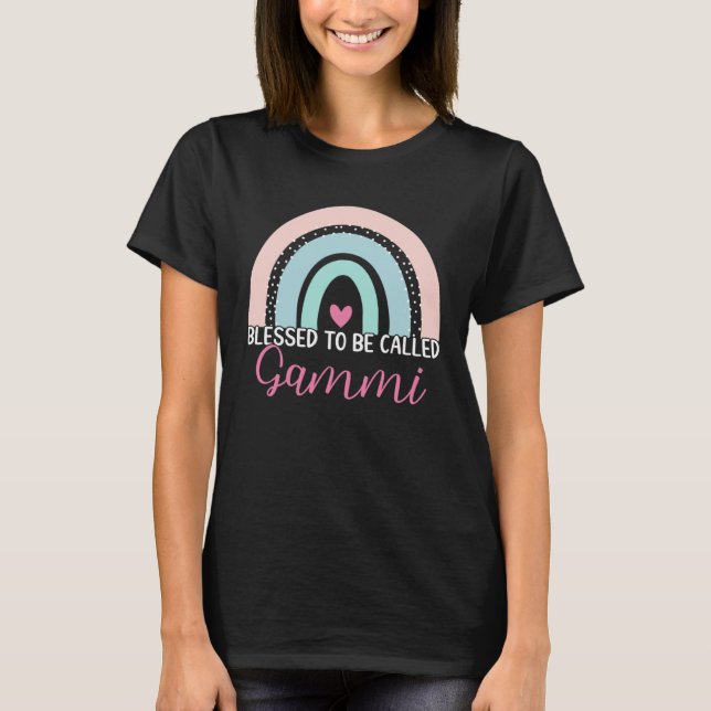Cute Blessed To Be Called Gammi Boho Rainbow Mom G T-Shirt (Front)