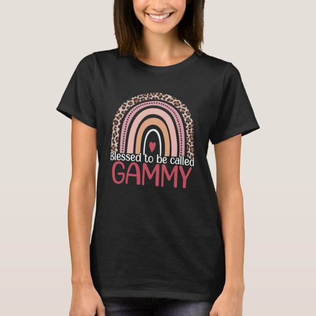 Cute Blessed To Be Called Gammy Rainbow Leopard Mo T-Shirt (Front)