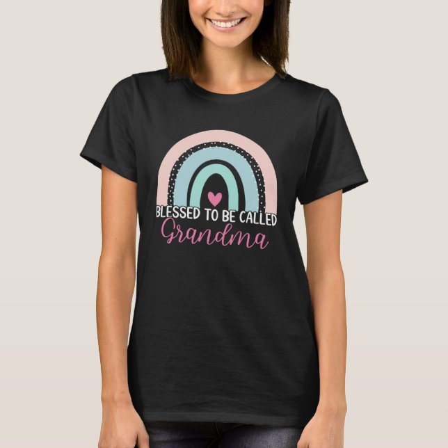 Cute Blessed To Be Called Grandma Boho Rainbow Mom T-Shirt (Front)