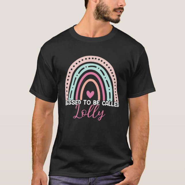 Cute Blessed To Be Called Lolly Rainbow Mom Grandm T-Shirt (Front)
