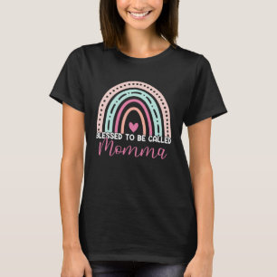 Cute Blessed To Be Called Momma Rainbow Mom Grandm T-Shirt