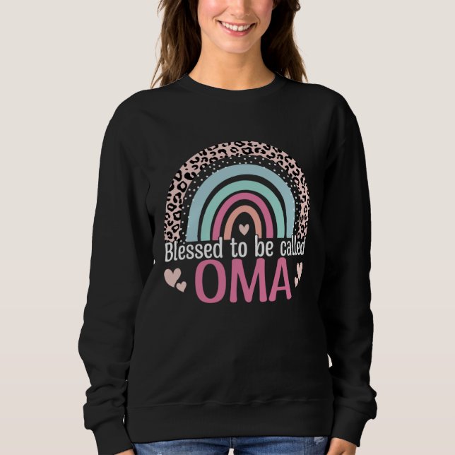 Cute Blessed To Be Called Oma Boho Rainbow Leopard Sweatshirt (Front)
