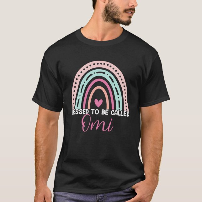 Cute Blessed To Be Called Omi Rainbow Mum Grandma  T-Shirt (Front)