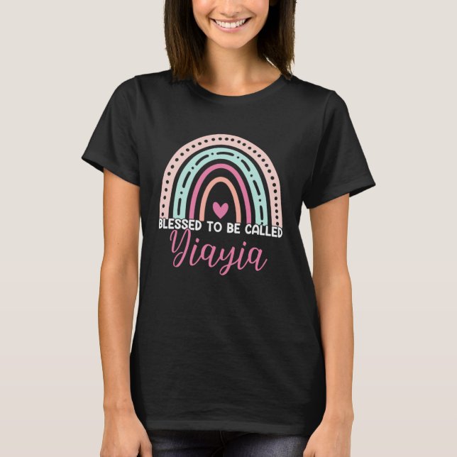 Cute Blessed To Be Called Yiayia Rainbow Mom Grand T-Shirt (Front)