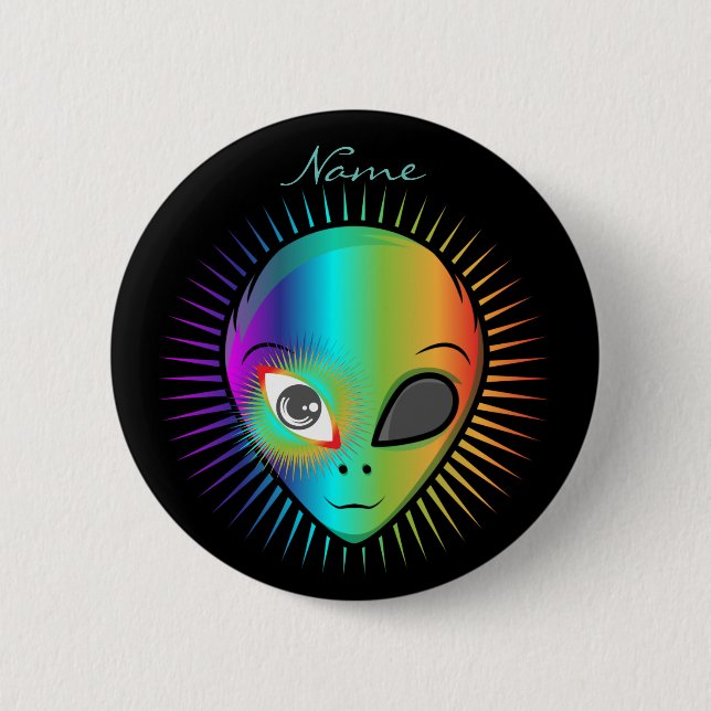 Cute Blinking Alien Head Thunder_Cove 6 Cm Round Badge (Front)