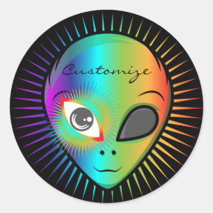 Cute Blinking Alien Head Thunder_Cove Classic Round Sticker