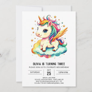 Cute Bliss Unicorn Birthday Invitation