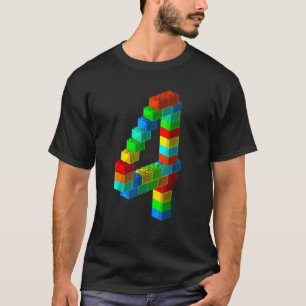 Cute Block Building 4th Birthday 4 Years Old Boys T-Shirt